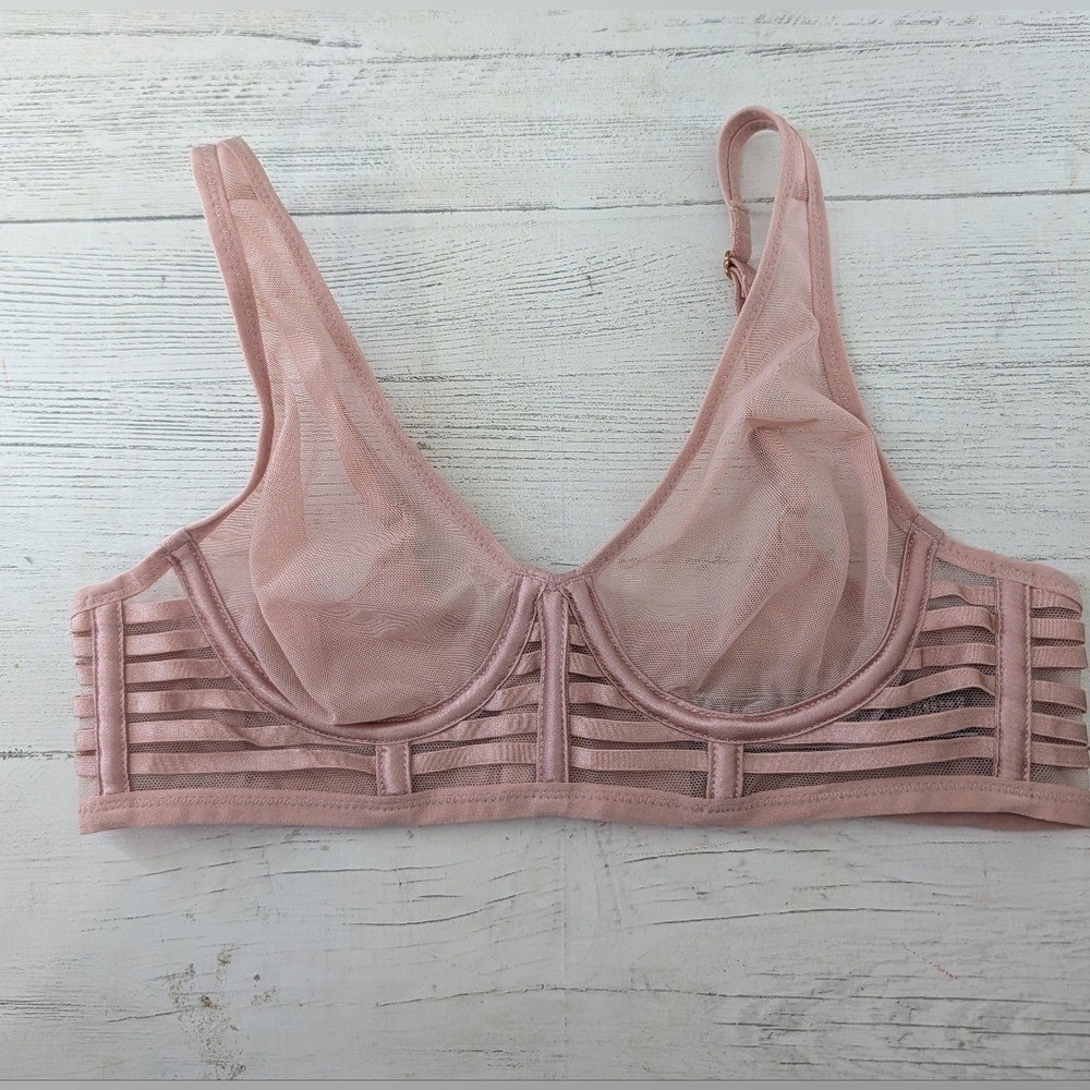 VICTORIA'S SECRET LUXE UNLINED  FULL COVERAGE PLUNGE BRA, Dusty Punk, 32A NWT